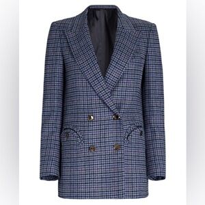 Blaze Milano Amarula Sun Houndstooth-check Wool Blazer NWT